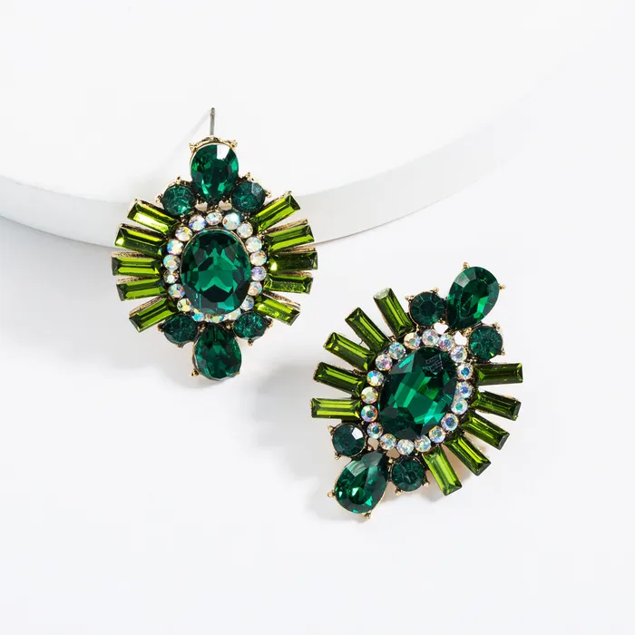 Refined by AnnaKaci Fancy Round Geometric Crystals Earring Studs Earrings Refined by AnnaKaci Fancy Round Geometric Crystals Earring Studs Earrings