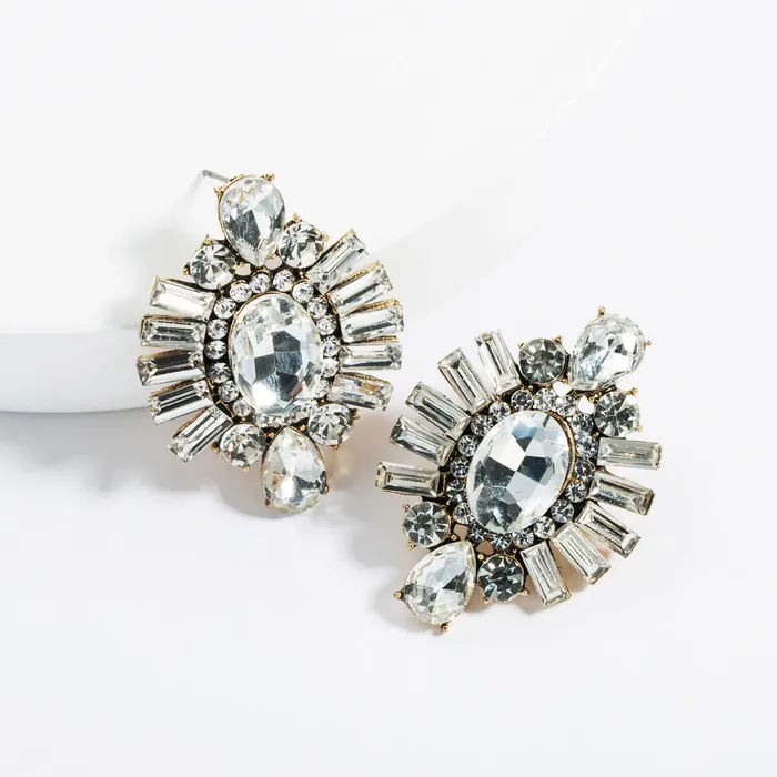 Refined by AnnaKaci Fancy Round Geometric Crystals Earring Studs Earrings Refined by AnnaKaci Fancy Round Geometric Crystals Earring Studs Earrings