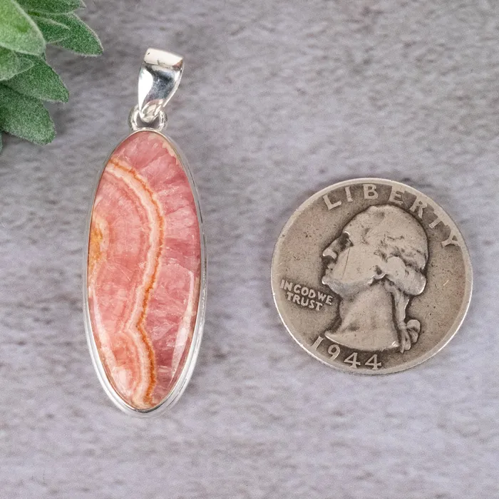 Rhodocrosite Pendant 842 g 45x15mm 925 Silver InnerVision Crystals Necklaces