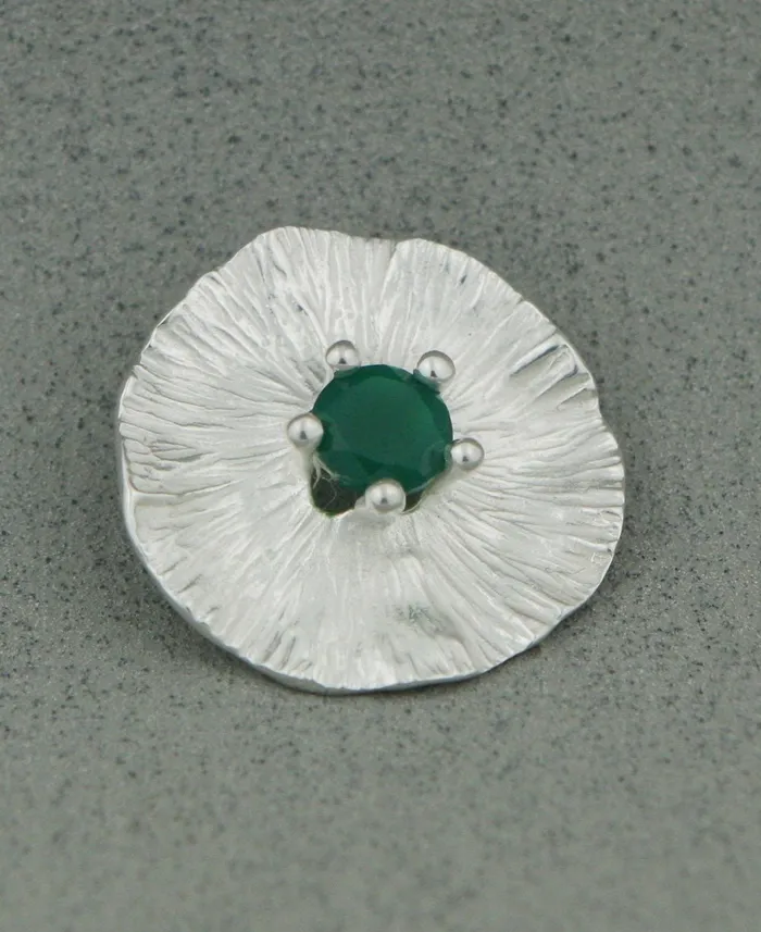 Sterling Silver Lotus Pad Pendant with Green Onyx Buddha Groove Necklaces