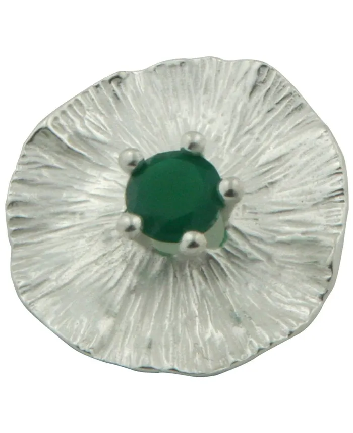 Sterling Silver Lotus Pad Pendant with Green Onyx Buddha Groove Necklaces