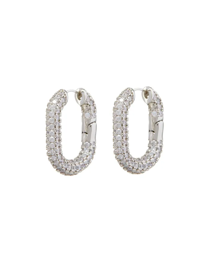 XL Pave Chain Link Hoops Silver Luv Aj Necklaces