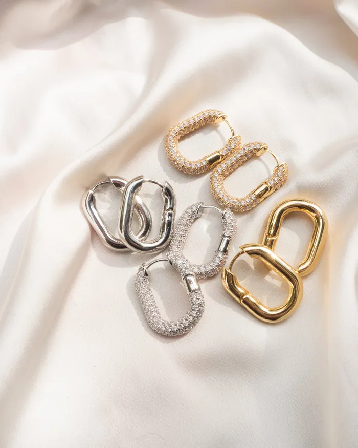 XL Pave Chain Link Hoops Silver Luv Aj Necklaces
