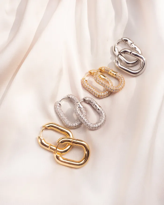XL Pave Chain Link Hoops Silver Luv Aj Necklaces
