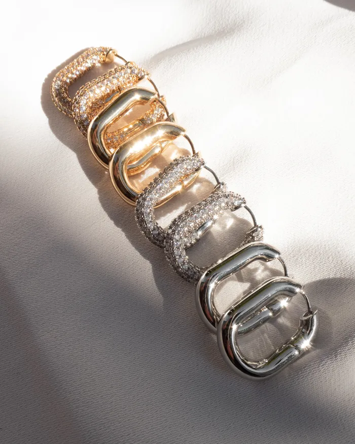 XL Pave Chain Link Hoops Silver Luv Aj Necklaces