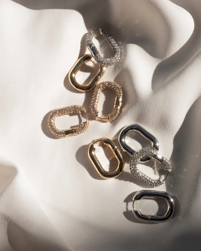 XL Pave Chain Link Hoops Silver Luv Aj Necklaces