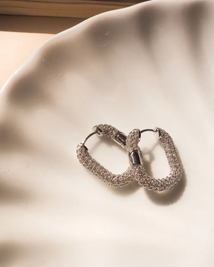 XL Pave Chain Link Hoops Silver Luv Aj Necklaces