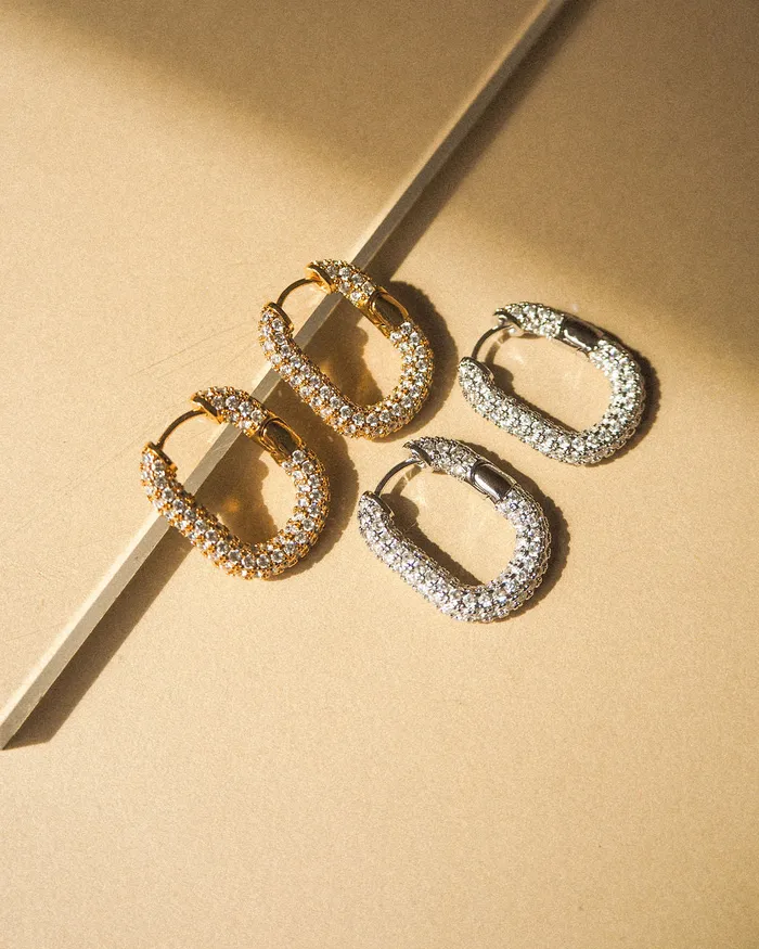 XL Pave Chain Link Hoops Silver Luv Aj Necklaces