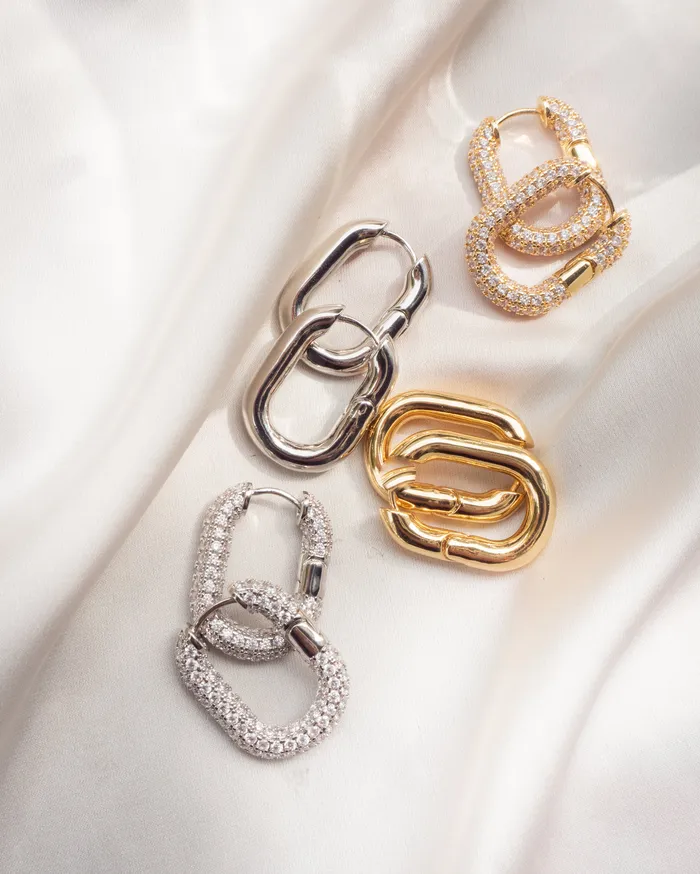 XL Pave Chain Link Hoops Silver Luv Aj Necklaces