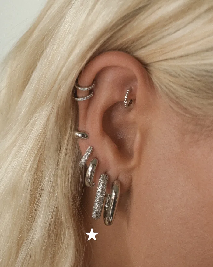 XL Pave Chain Link Hoops Silver Luv Aj Necklaces