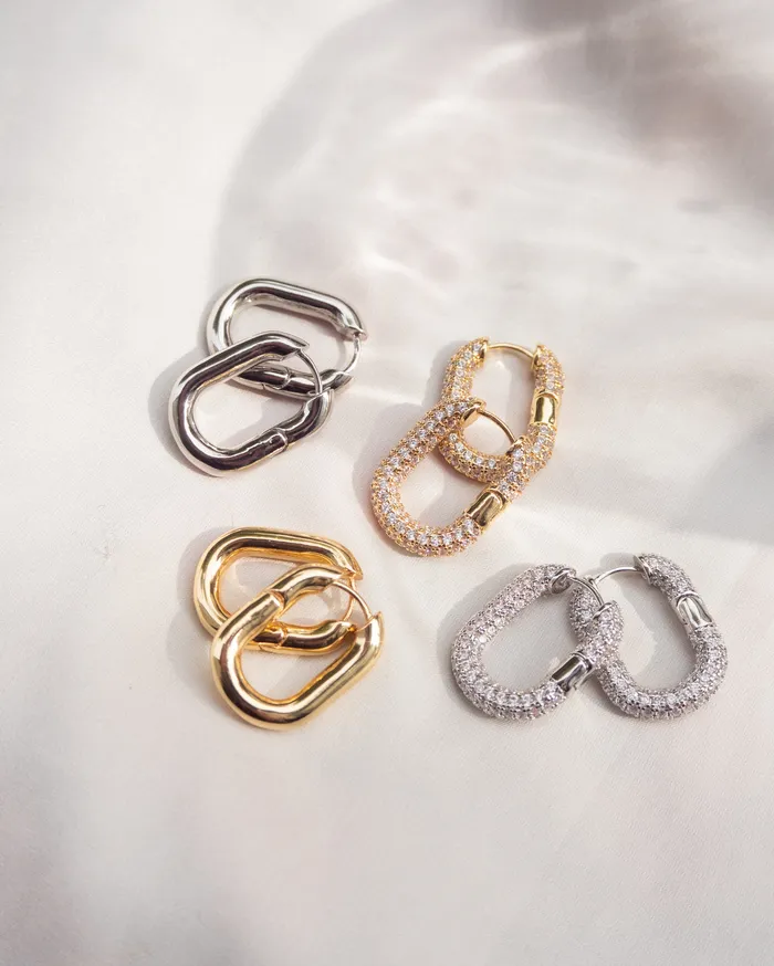 XL Pave Chain Link Hoops Silver Luv Aj Necklaces